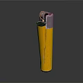 Yellow Lighter With Orange Casing And Silver Metal Ignition On Black Surface