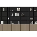 Modern Minimalist Wooden Decorative Cabinet With Open Shelves Storage And Decorative Items