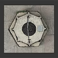Garden Ornament Stone Well Shaped Structure With Carved Patterns And Iron Arch Decoration