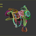 Traditional Red Horse Saddle Equipment With Decorative Straps Saddlebag And Stirrups
