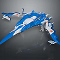 Blue And White Futuristic Spaceship Model With Streamlined Structure For Cosmic Exploration 3d model