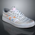 White Casual Sneakers With Colorful Patterns Lace Up Design And Lightweight Sole