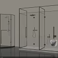Modern Glass Shower Enclosure With Black Frame And Handheld Shower Head