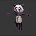 3D Cartoon Panda Character With Blue Eyes Open Arms Button Belly Design For Game