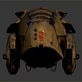 Brown Leather Textured Tank with Number 02 and Wheels on Gray Background