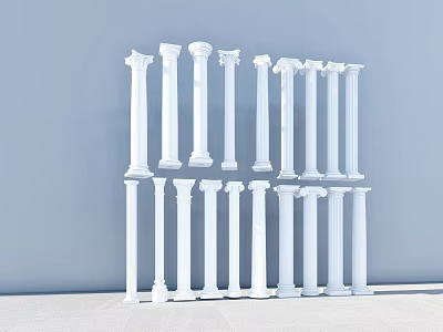 White Roman Columns Showcasing Various Classical Design Styles For Architectural Decor 3d model