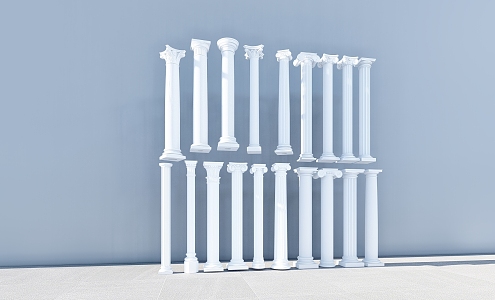 European Roman Column Round Roman Gypsum Column Decorative Column Square Column Head Column Foundation 3d model