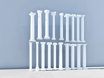 European Roman Column Round Roman Gypsum Column Decorative Column Square Column Head Column Foundation 3d model