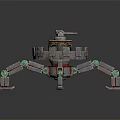 Multi Legged Mechanical Creature With Robotic Structure Circular Body And Green Accents 3d model