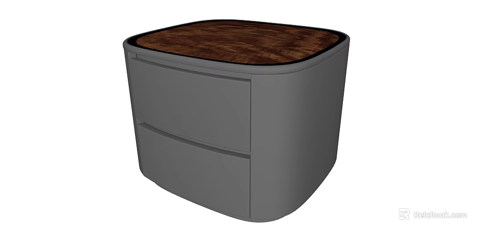 Modern Gray Nightstand With Wooden Top And Drawers For Bedroom Decor 3d model 