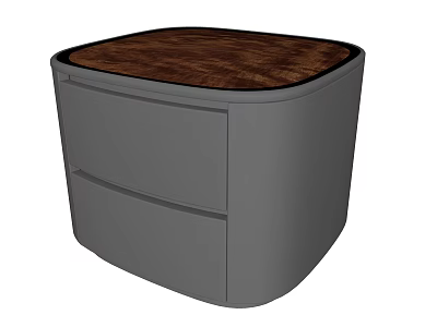 Modern Gray Nightstand With Wooden Top And Drawers For Bedroom Decor 3d model