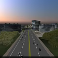 Modern Commercial Complex With Green Roof And Multiple Buildings In Urban Center