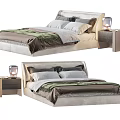 Elegant Modern Double Bed With Soft Bedding And Matching Nightstand Setup 3d model