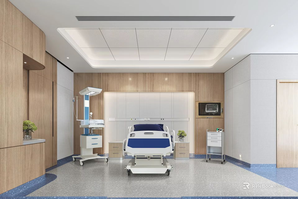Modern Hospital Outpatient Clinic Interior With Bed And Medical Equipment 3d model 