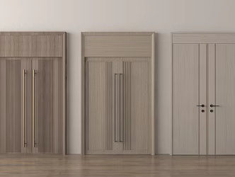 Modern Double Door Office Door Solid Wooden Door 3d model