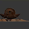 Traditional Manual Stone Grinder with Wooden Base and Small Bowl for Grinding