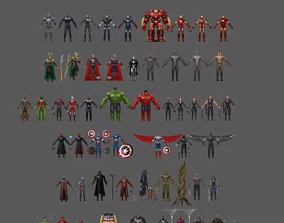 Modern game character superhero 3d model