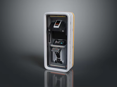Modern Compact Computer Device With White Yellow Frame Built in Display And Control Panel 3d model