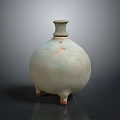 Traditional Celadon Sculpture Carving With Crackle Glaze And Three Feet Base