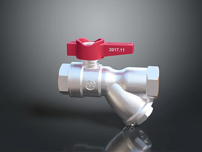 Modern Lighting Fixture Combination With Silver Structure And Red Handle Accents 3d model