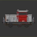 3D Rendered Red Locomotive Model With Gray Railings And Cabin Design