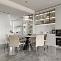 Modern Dining Room Interior With Minimalist Design Dining Table Chairs And Pendant Light 3d model
