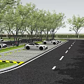 Eco friendly Parking Lot With Trees Parked Cars And Permeable Pavement