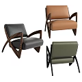 Sleek Modern Leather Armchair With Black Brown Green Colors And Wooden Frame Design