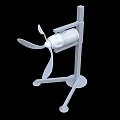Industrial Equipment With Red Main Body Propeller Blades And Metal Stand Base