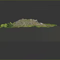 Detailed Landscape Terrain Model With Lush Grass Rocky Path And Pond