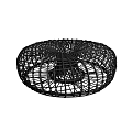 Black Woven Circular Stool with Intricate Grid Structure for Modern Home Decor 3d model