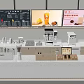 Modern Bar Counter With Menu Screens Fresh Drinks And Coffee Machine 3d model
