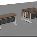 Modern Folding Conference Tables With Wooden Top And Stackable Metal Frames For Office 3d model