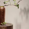 Elegant Bonsai Potted Plant in Wooden Vase with Small Pot on Wooden Stand