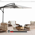 Comfortable Outdoor Wooden Chairs Set with Sunshade Umbrella and Coffee Table
