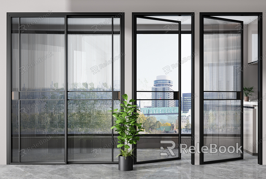 Modern sliding door glass door combination model