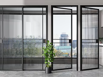 Modern sliding door glass door combination 3d model