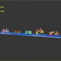 Various Bicycle Models Displayed on a Sleek Platform with Reflections 3d model