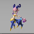 Magical Elf Character With Pink Hair Blue Horns And Blue Deer Body Creature