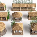 gazebo thatched cottage 3d model