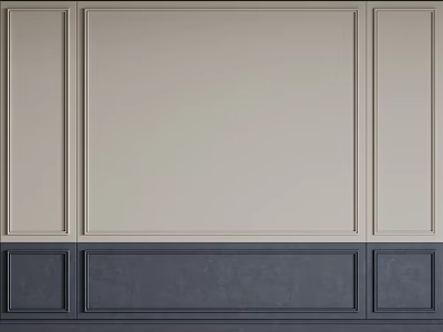 Interior Wall Panel Lines Design With Beige Upper And Dark Gray Lower Sections 3d model