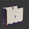 White Shopping Bag With Purple Handles Floral Pattern And Decorative Design For Daily Use