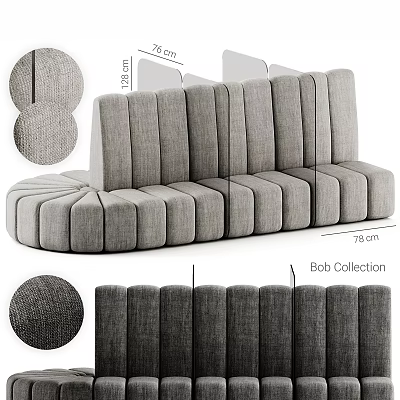Gray Fabric Sectional Sofa From Bob Collection With Channel Tufted Design 3d model