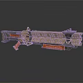 Futuristic Weapon With Gold And Black Color Scheme Orange Accents Modular Design And Hollow Patterns