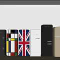 Vintage Style Refrigerators With Colorful Patterns Union Jack Design And Write On Me Feature
