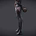 Dark Fantasy Game And Movie Character With Metallic Hat Armored Outfit And Claw Weapon