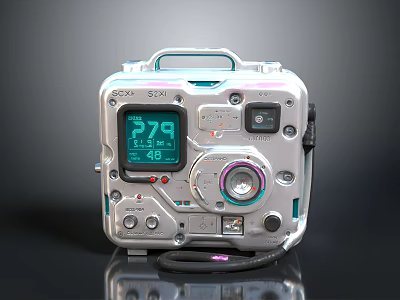 Sony Vintage Portable Music Player With Digital Screen Handle Knob And Buttons 3d model