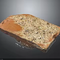 Red Brick Natural Stone With Rough Surface Texture White Spots And Bottom Debris 3d model