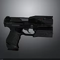 3D Rendered Black Tactical Pistol With Modern Design And Textured Ergonomic Grip