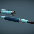 Fountain Pen with Blue and Light Blue Striped Design Metal Cap and Silver Nib